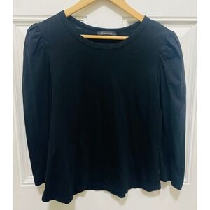 Olivaceous Black Long Sleeve Top Puff Shoulder Blouse‎